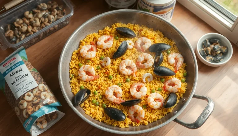 Paella aux fruits de mer surgelés : recette rapide et facile